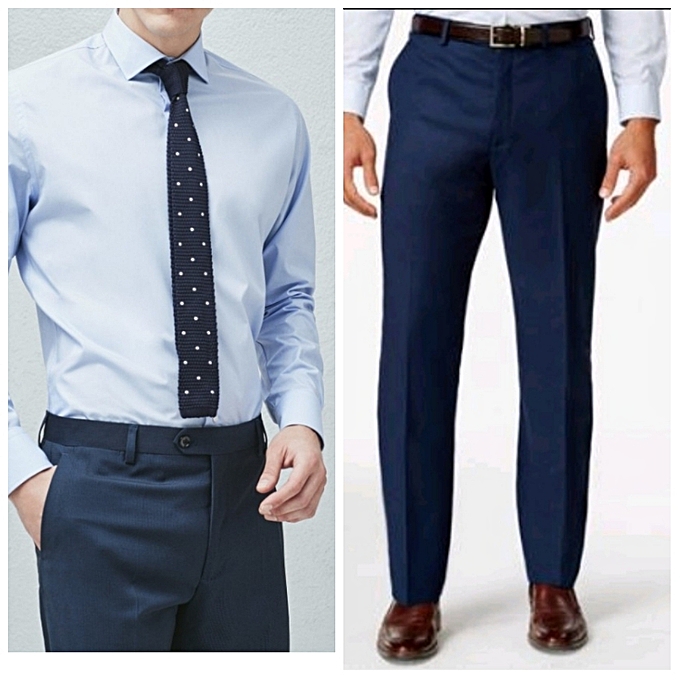 Buy New 1Pack Of Men's Formal Plain Shirt And Trouser - Sky Blue, Navy ...