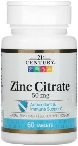 21st Century HealthCare Zinc Citrate Tablets 50mg, 60 Count