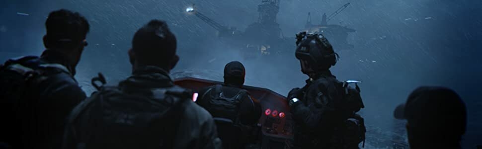 Call of Duty in game shot of main characters in a boat