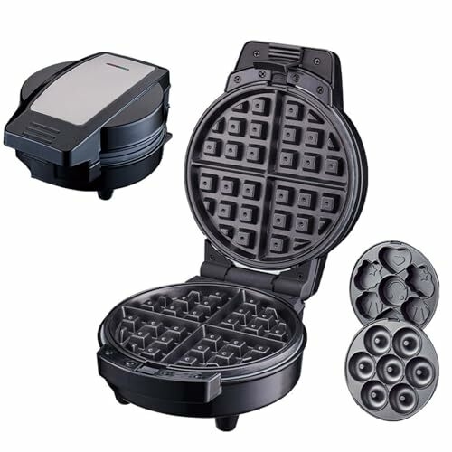 Mini 3-In-1 Waffles Maker, Waffle Iron Machine, Detachable Mini Heart Waffle Maker Doughnut Maker with Deep Fill Non-Stick Coating Cooking Plates, Adjustable Temperature Control for Breakfast.