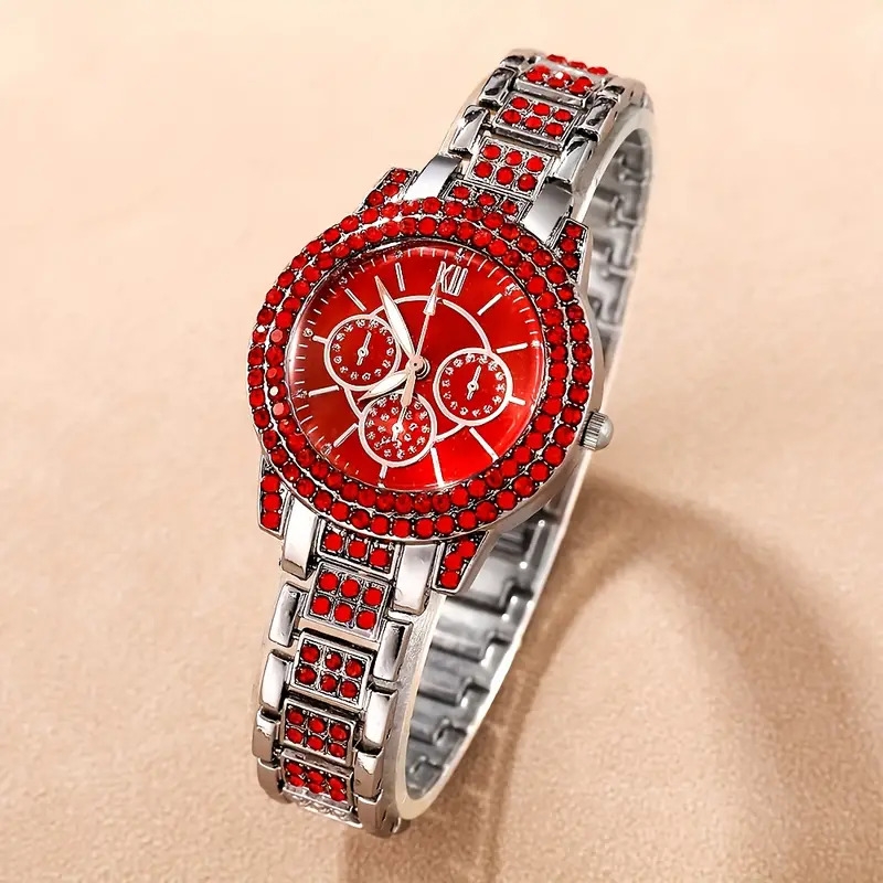 6 pcs round   quartz watches   alloy strap   alloy pointer   alloy dial and   bracelet necklace earrings jewelry gift for women details 4