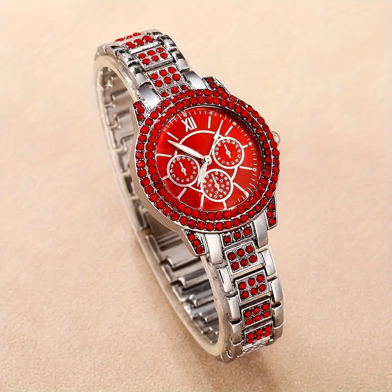 6 pcs round   quartz watches   alloy strap   alloy pointer   alloy dial and   bracelet necklace earrings jewelry gift for women details 3