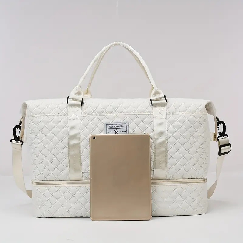 2 piece set womens nylon tote bag with separate shoe storage matching accessory bag casual lightweight maternity fitness travel luggage extra large capacity luggage bag with trolley sleeve details 2