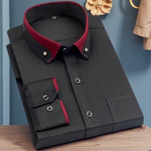 product_image_name-Berrykey-Men's Corporate Quality Formal Office Plain Long Sleeve Shirt - Black-1