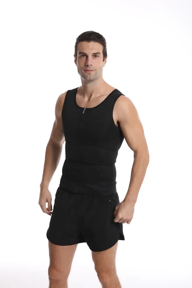 mens compression sweat sauna vest new slimming suit for students waist belts body shaper back support tank top for workout fitness gym details 17