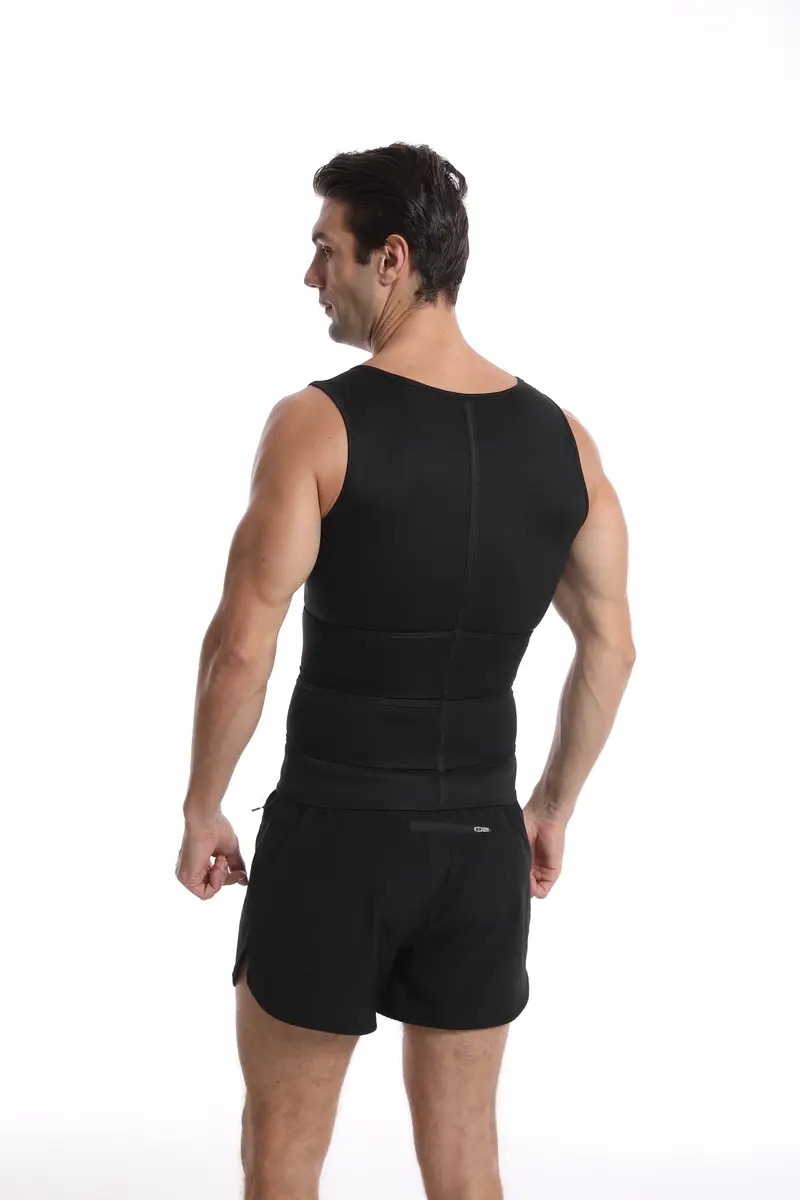 mens compression sweat sauna vest new slimming suit for students waist belts body shaper back support tank top for workout fitness gym details 13