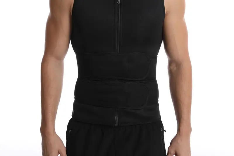 mens compression sweat sauna vest new slimming suit for students waist belts body shaper back support tank top for workout fitness gym details 12
