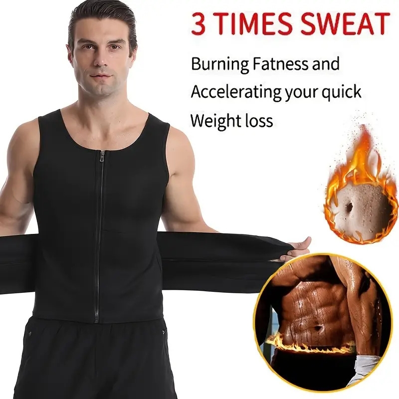 mens compression sweat sauna vest new slimming suit for students waist belts body shaper back support tank top for workout fitness gym details 3