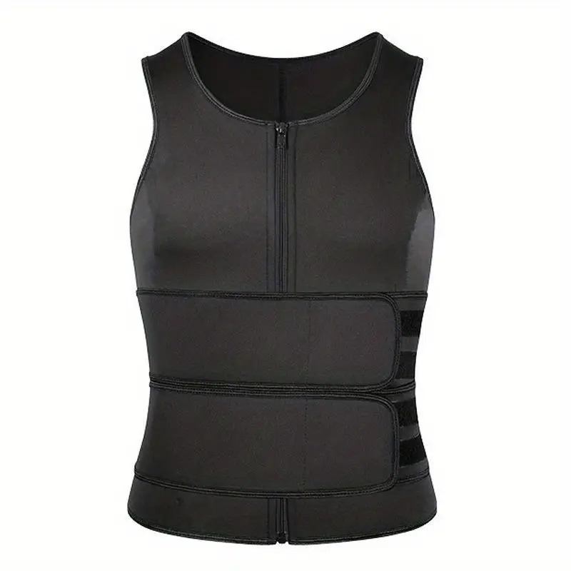mens compression sweat sauna vest new slimming suit for students waist belts body shaper back support tank top for workout fitness gym details 8