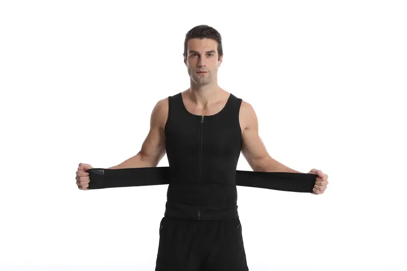 mens compression sweat sauna vest new slimming suit for students waist belts body shaper back support tank top for workout fitness gym details 10