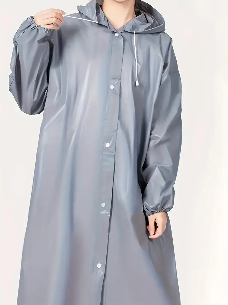 2 piece set deep gray thickened adult raincoat windproof waterproof full   piece poncho with drawstring portable travel outdoor cycling rainwear for women casual style details 0