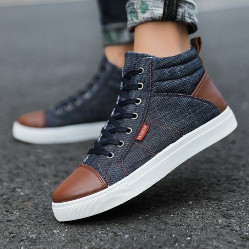 product_image_name-Fashion-Mens Casual High-Top Shoes Running Sneakers - Denim Blue-1