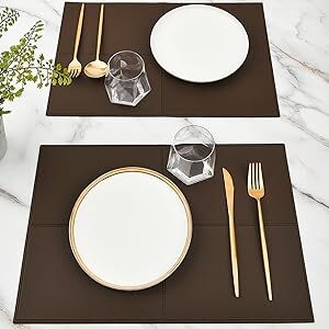 Punkspace Decorative Faux Leather Placemats Set of 6 Waterproof