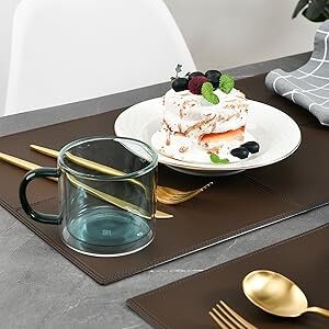 Punkspace Decorative Faux Leather Placemats Set of 6 Waterproof