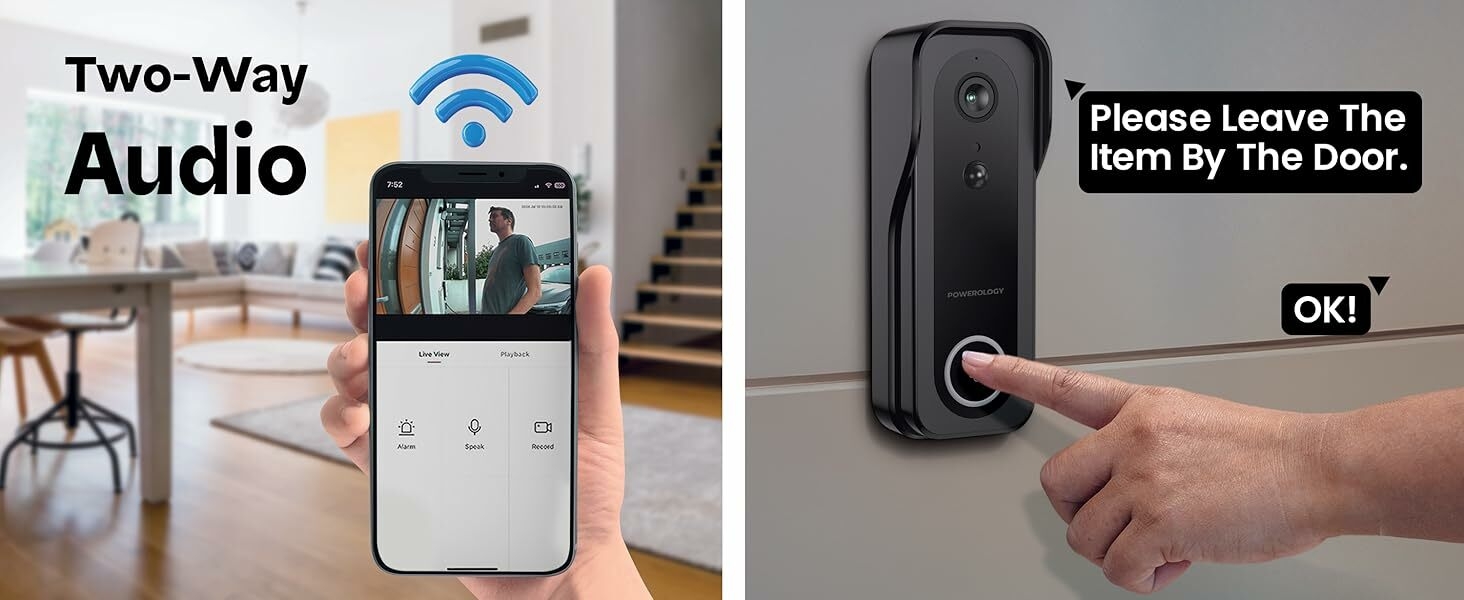 door camera, powerology door camera, chime, door security, security camera, night vision camera