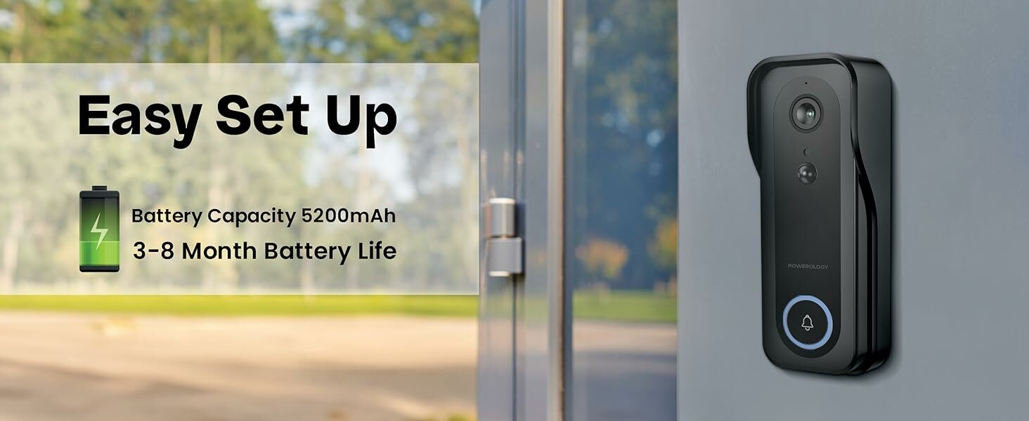 door camera, powerology door camera, chime, door security, security camera, night vision camera