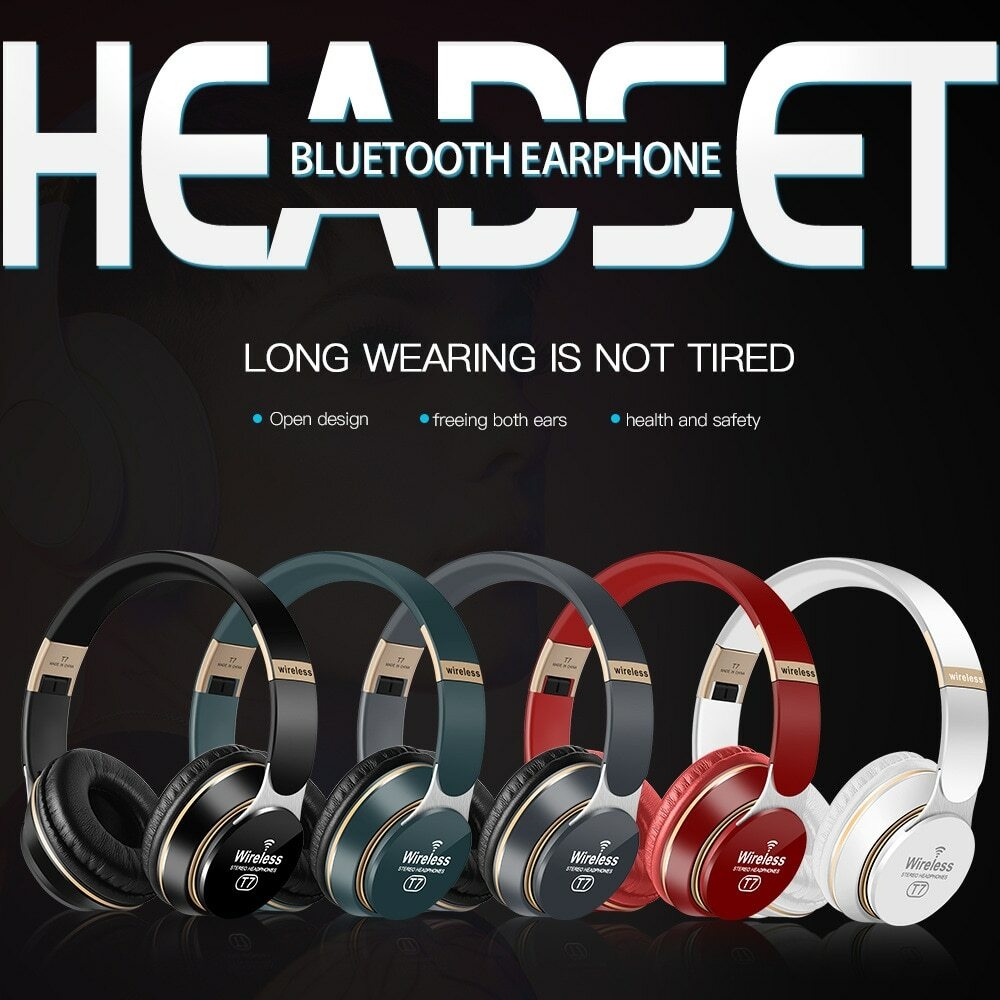 Bluetooth Wireless Headphones With A Strong Battery - Black, grey & blue