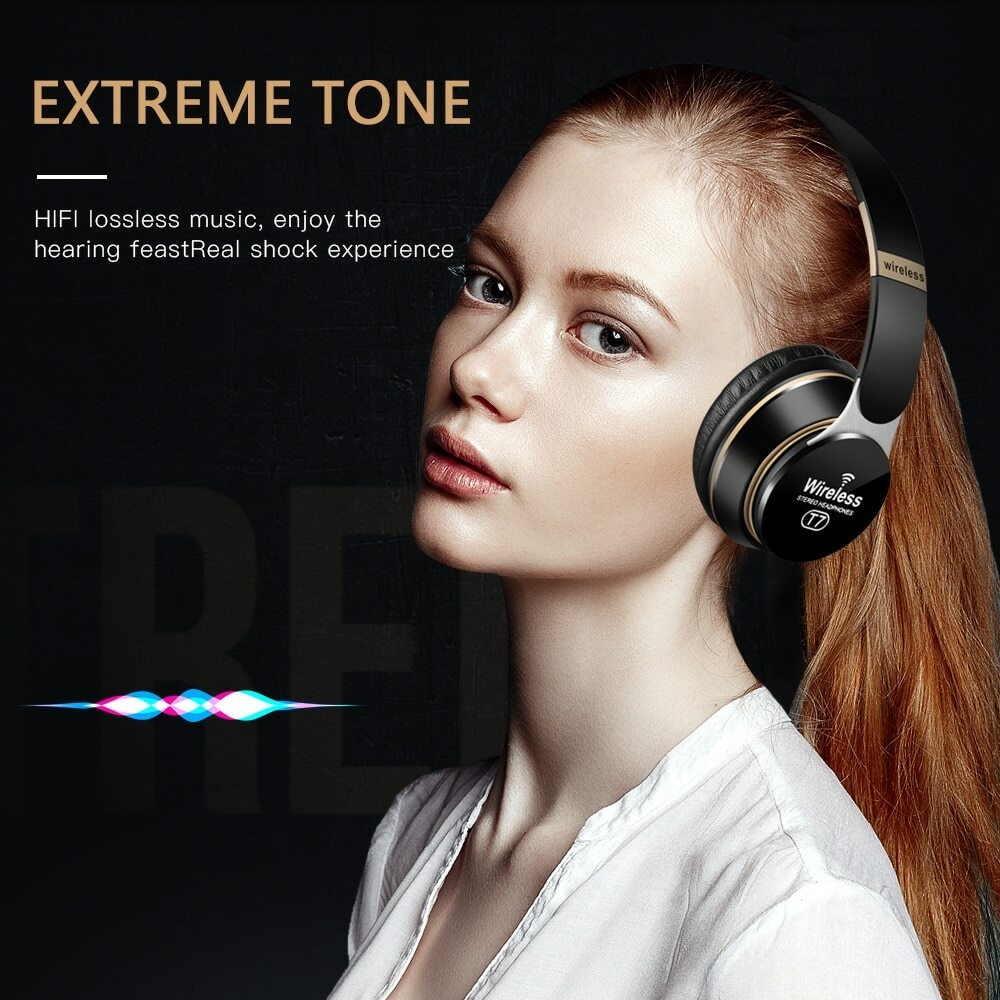 Bluetooth Wireless Headphones With A Strong Battery - Black, grey & blue