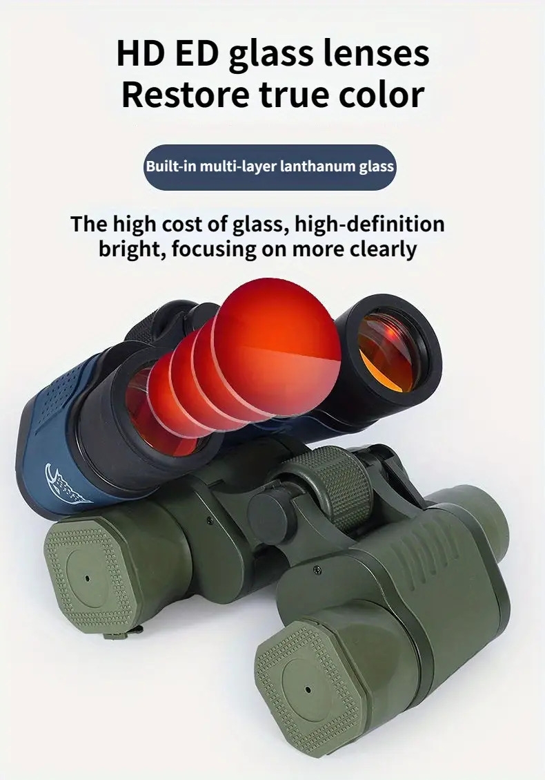 60x60 high power binoculars with coordinates bak4 portable telescope low light night vision hunting sports tourism sightseeing objective 36mm eyepiece 16mm magnification 10x details 9