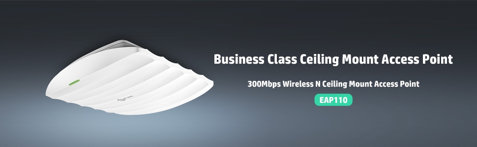 TP-link Omada EAP110 300Mbps Wireless Ceiling Mount Access Point PoE Injector Coverage Guest Network