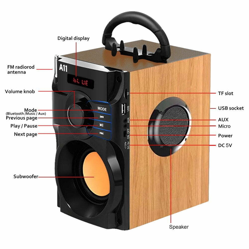 Mpow Wireless Bluetooth Speaker Portable Heavy Bass Sound Party Karaoke Subwoofer Mic