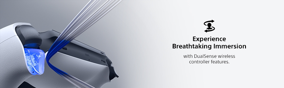DualSense wireless controller delivers immersive gaming with adaptive triggers and haptic feedback.