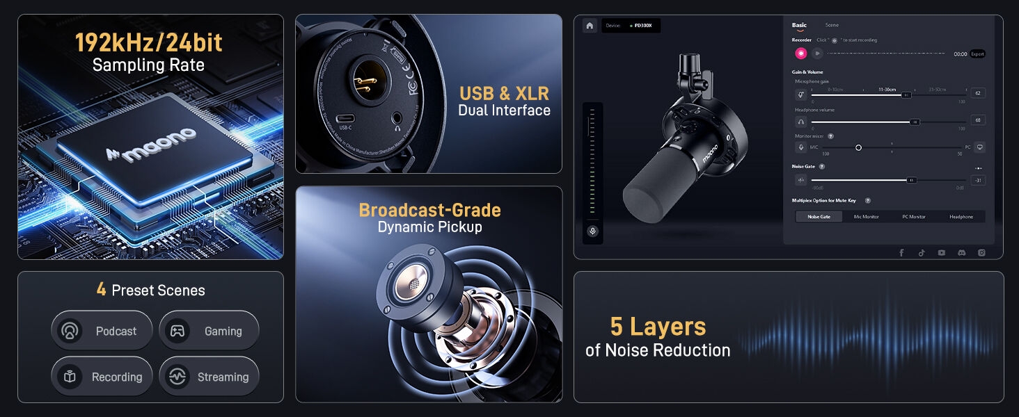 MAONO Dynamic Microphone PD300X