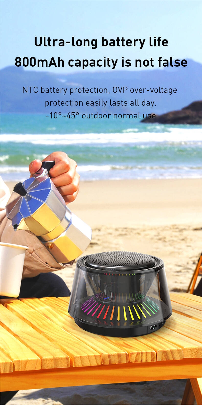 Hot Sale Smart Control Mini Wireless  Speaker Waterproof Outdoor Mobile Phones and Audio Players Control RGB