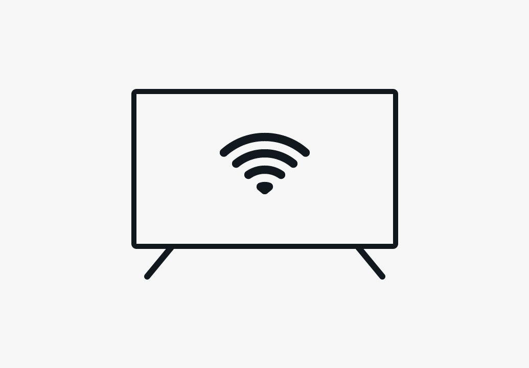 Illustration of an HDTV with a wifi icon placed within the borders of the screen.