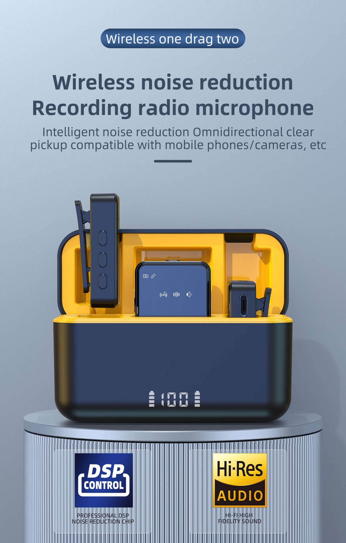 SX12 Wireless Microphones for Android - 2 Portable Lavalier Microphone with Noise Reduction | Lapel Microphone Wireless