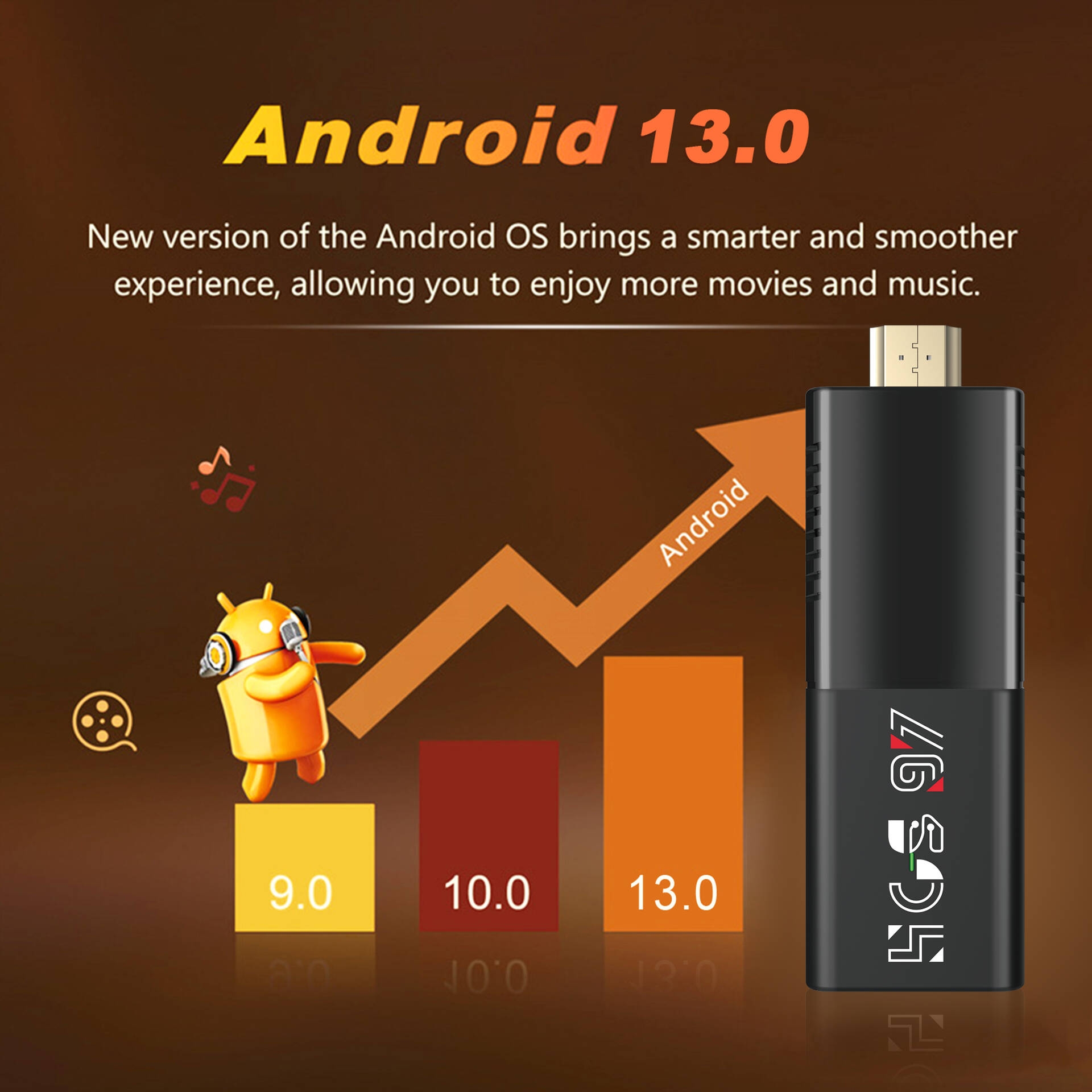 ZOKU HCS97 Awllinner H313 Android 13.0 8K TV Stick Remote Control 16GB Flash 1080p UK/EU/US Factory Price Cheap Android TV Stick