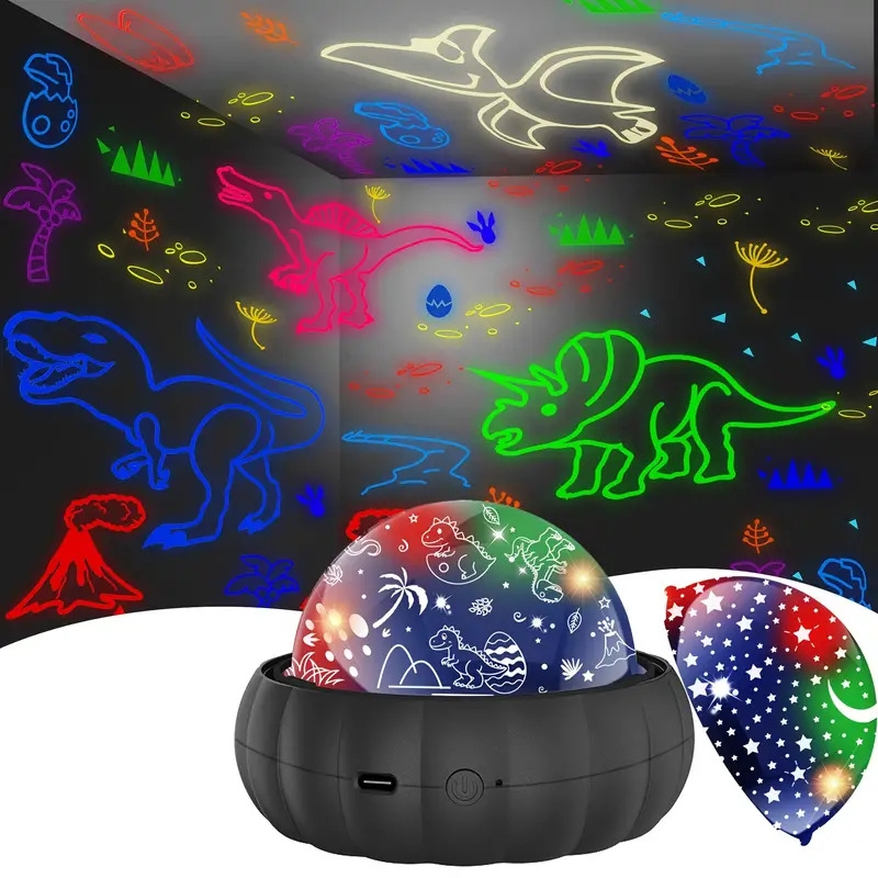 2 in 1 star dinosaur for   projector night   rotating color changing led lamp for bedroom decor usb powered perfect christmas gift details 0