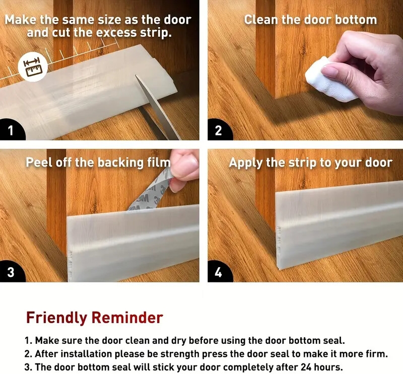 1pc silicone door draft stopper under door draft blocker insulator door sweep weather stripping noise stopper strong adhesive 39 length details 6