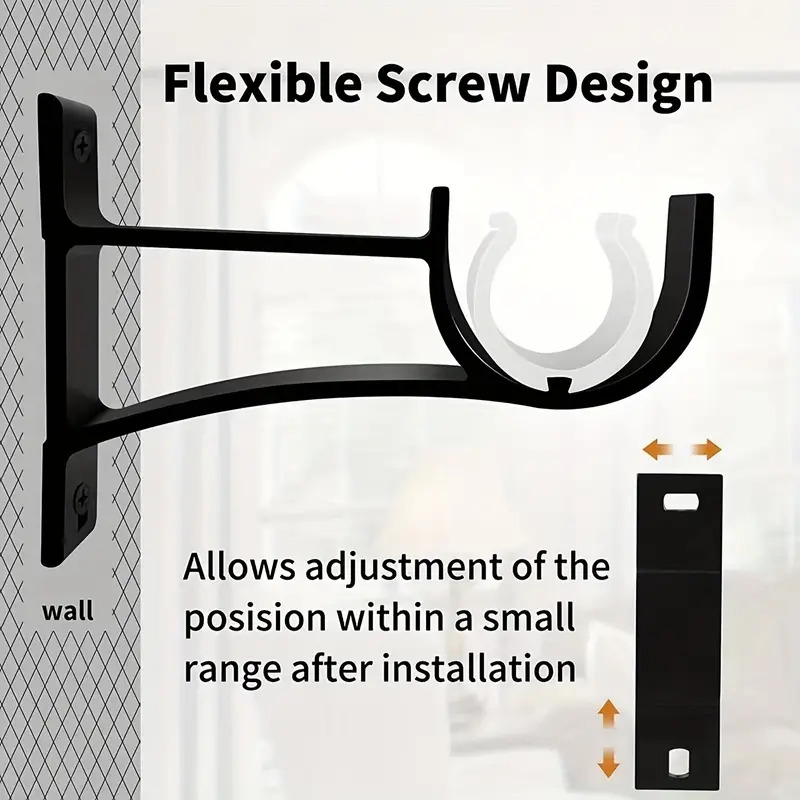 2pcs curtain rod aluminum alloy bracket curtain rod single rod bracket curtain bracket hook strong load bearing capacity with 4 screws and plastic expansion details 2
