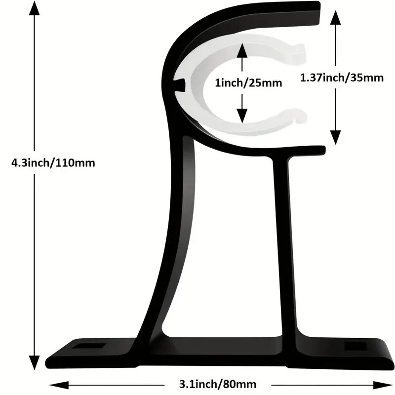 2pcs curtain rod aluminum alloy bracket curtain rod single rod bracket curtain bracket hook strong load bearing capacity with 4 screws and plastic expansion details 1