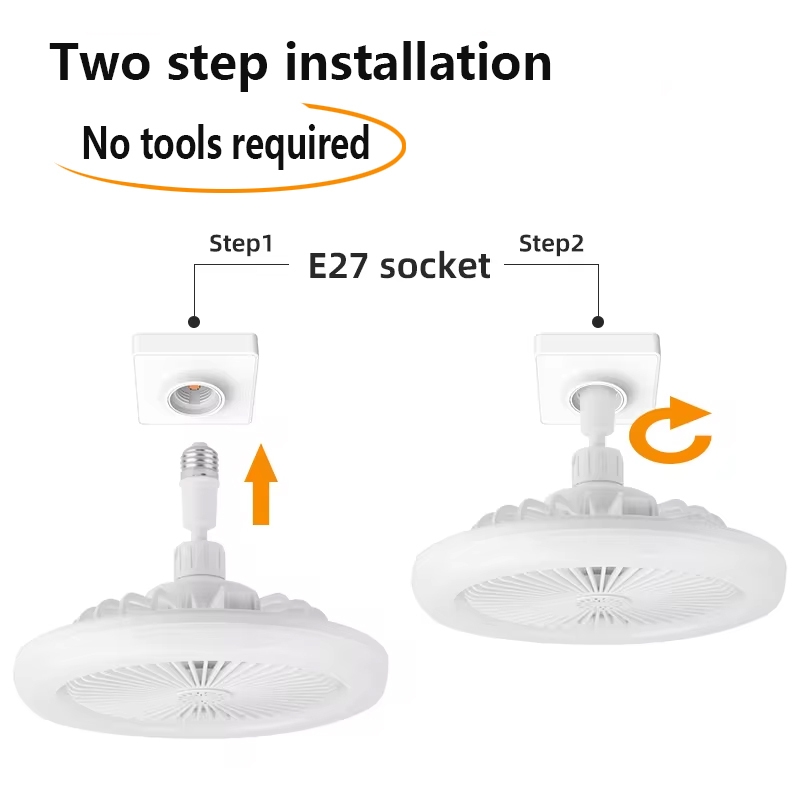 Modern Intelligent Remote Control Fan Light 360 LED Silent Ceiling Fan Light E27 Spiral Moving Head Ceiling Fan Light