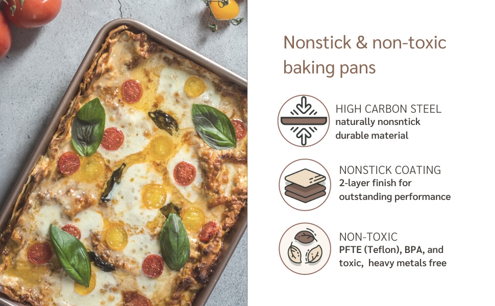 happiels nonstick non stick non-toxic non toxic cake pan baking pans bakeware 9x13 13x9 inch