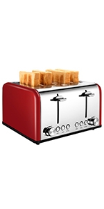 4 Slice Toaster, Wine Red