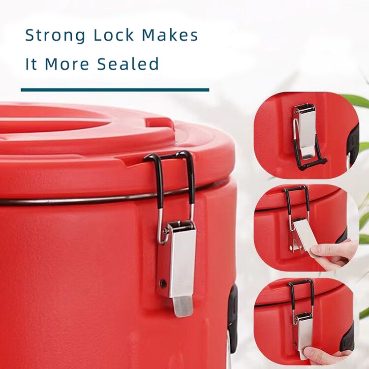 Commercial red stainless steel milk containers hot food keeper insulated warmer hot pots to keep food warm carrier hotpot set