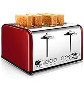 4 Slice Toaster, CUSIBOX Stainless Steel Toaster with Bagel, Defrost, Cancel Function, Extra Wide...