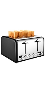 4 Slice Toaster, Black