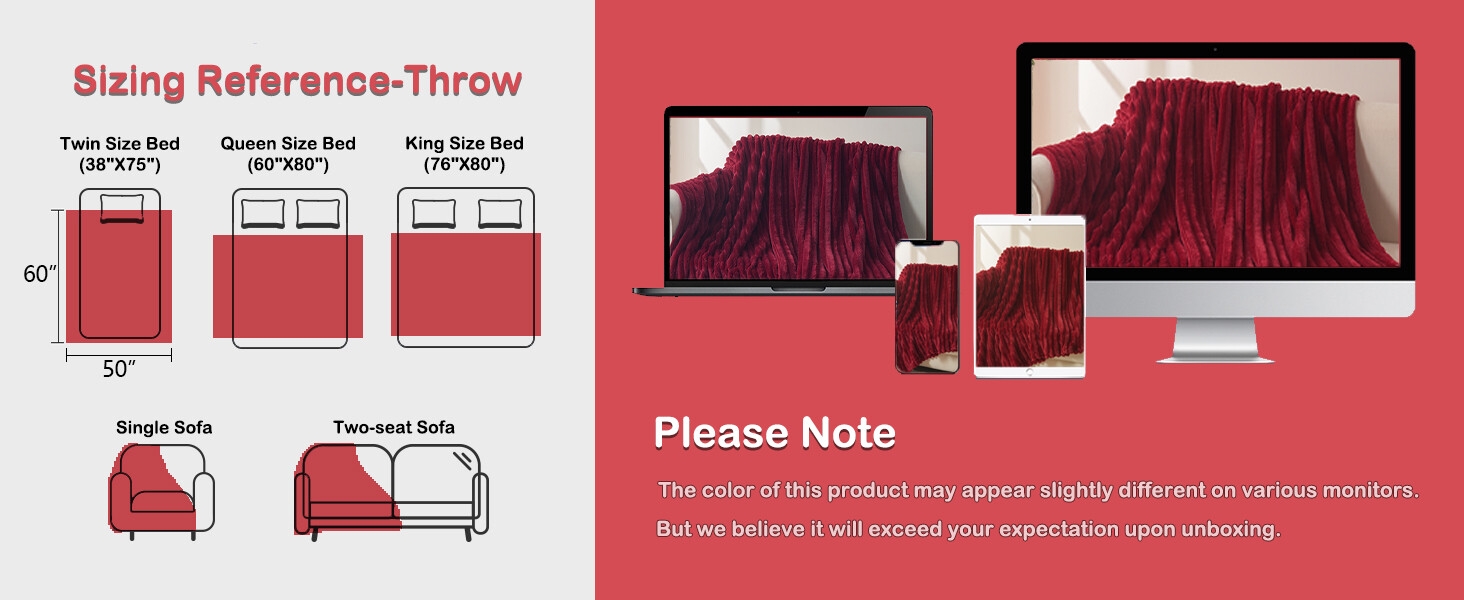 NEWCOSPLAY Premium Silky Flannel Fleece 3D Ribbed Jacquard Lightweight Bed Blanket