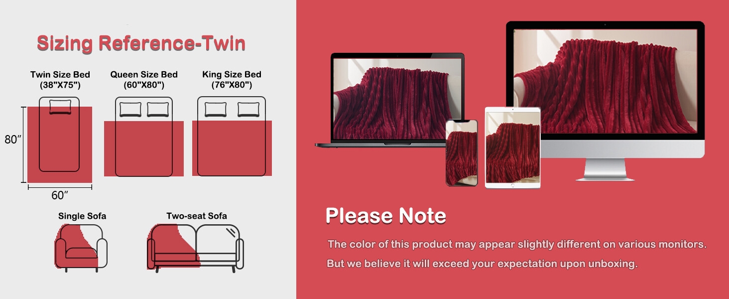 NEWCOSPLAY Premium Silky Flannel Fleece 3D Ribbed Jacquard Lightweight Bed Blanket