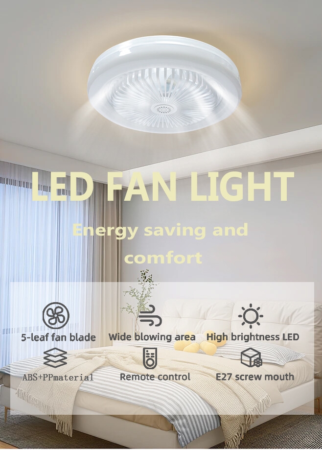 Modern Intelligent Remote Control Fan Light 360 LED Silent Ceiling Fan Light E27 Spiral Moving Head Ceiling Fan Light