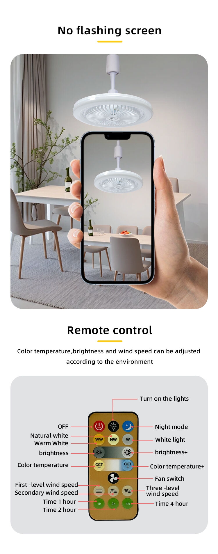 Modern Intelligent Remote Control Fan Light 360 LED Silent Ceiling Fan Light E27 Spiral Moving Head Ceiling Fan Light