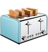 4 Slice Toaster, CUSIBOX Extra Wide Slots Toaster with Bagel, Defrost, Cancel Function, Colorful ...