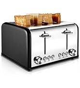Toaster 4 Slice, CUSIBOX Stainless Steel Toaster with Bagel, Defrost, Cancel Function, Extra Wide...