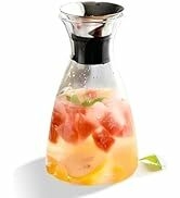 52Oz Glass Water Pitcher with Lid, Borosilicate Glass Pitcher for Hot/Cold 1.5L Water Carafe Glas...