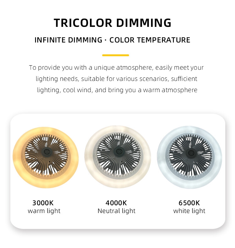 Modern Intelligent Remote Control Fan Light 360 LED Silent Ceiling Fan Light E27 Spiral Moving Head Ceiling Fan Light