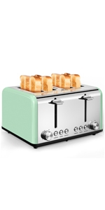 Green 4 slice toaster